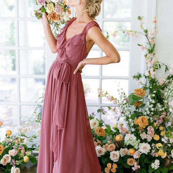 Revelry Valerie Chiffon Faux Wrap Dress *Color: SAGE* - Picture 5 of 6